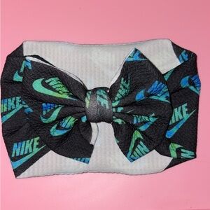 Handmade Black and Blue Bow Headband